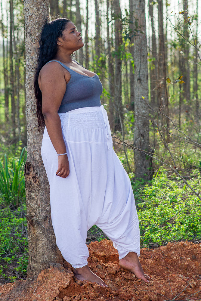 White Hippie Chic Clothing Plus Size Plus Size Solid White Harem