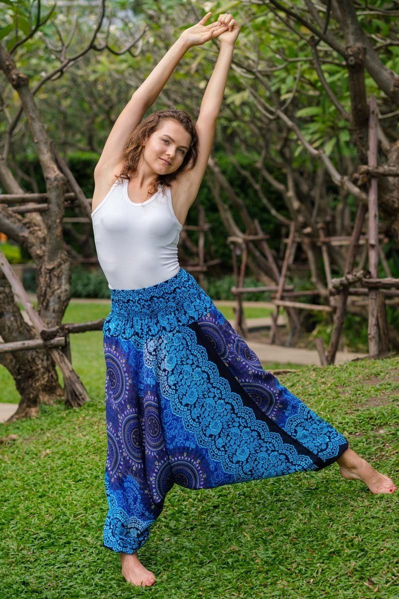 Teal Floral Print Thai Harem Pants | Hippie-Pants.com – Hippie Pants