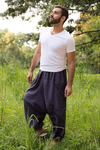  CandyHusky Thai Fisherman Pants Cotton Mens Lounge Pants Hippie  Yoga Pants Pirate Pants Lightweight Black : Clothing, Shoes & Jewelry