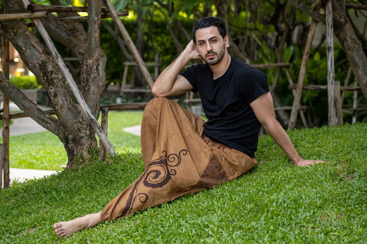Beige Tribal Pants Menswear Hippie Pants 