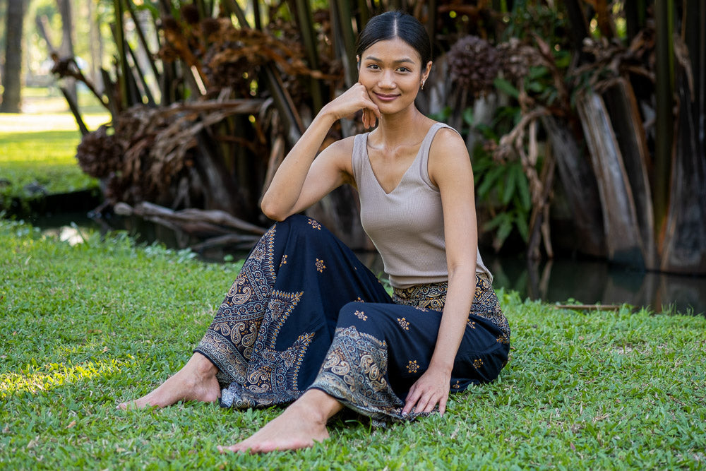 Black Palazzo Star Pants Palazzo Hippie Pants 
