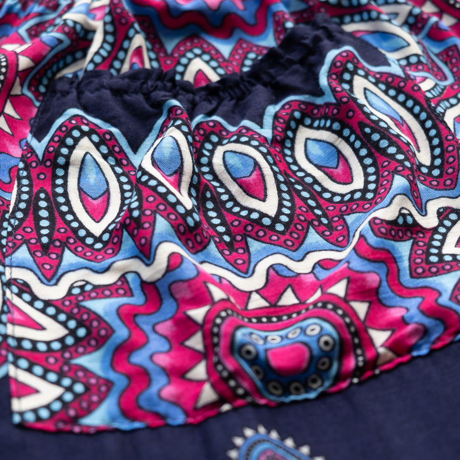 Blue Petal Patterned Flowy Yoga Pants Hippie Pants