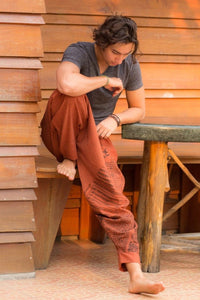 Orange-Red Om Pants