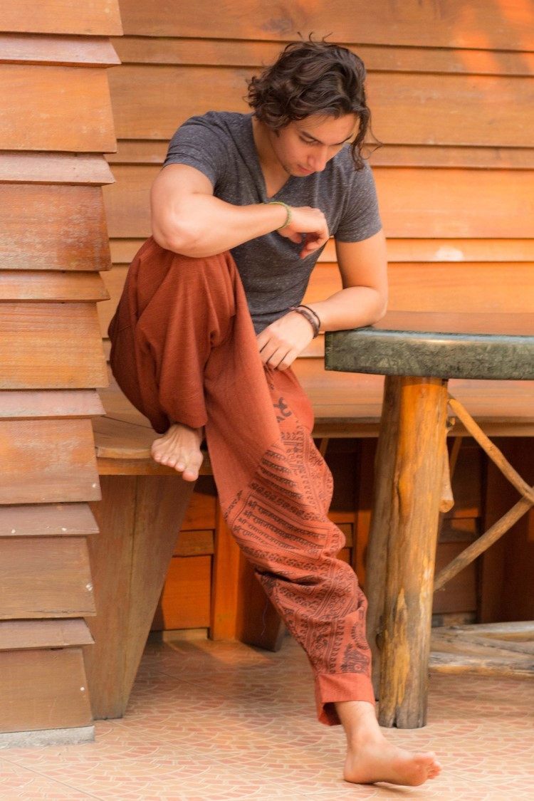 Orange-Red Om Pants