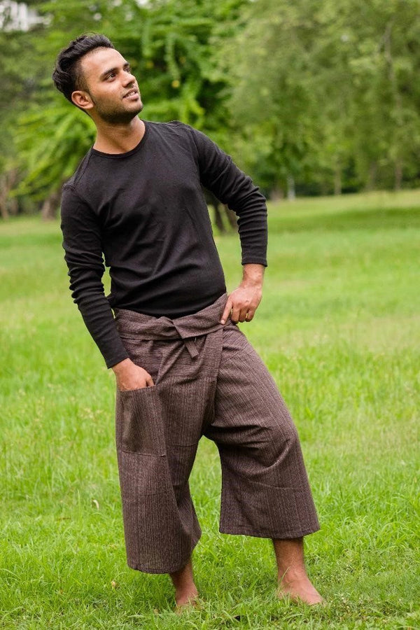 FISHERMAN PANTS-Black 100% cotton heavy-medium weight unisex wrap pants