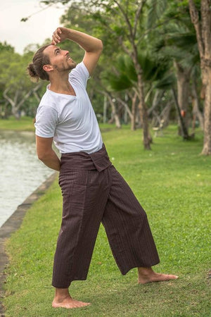Brown Long Cotton Fisherman Pants for Men | Hippie-Pants.com – Hippie Pants