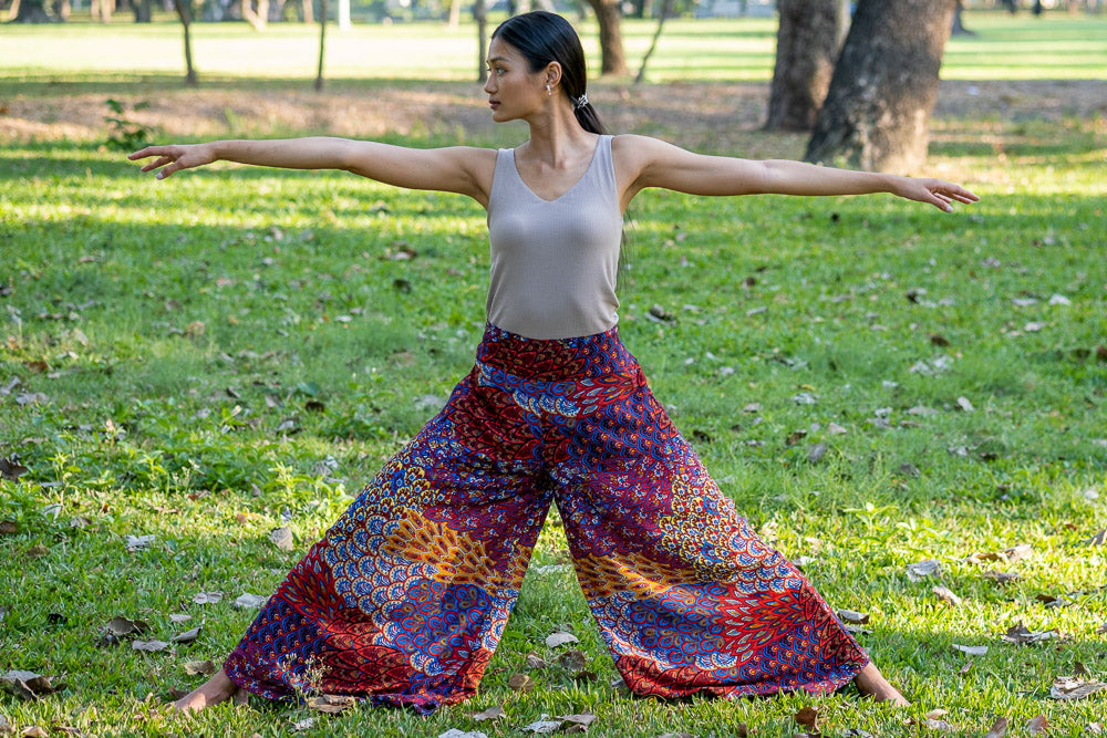 WOMEN PALAZZO PANTS Burgundy Petite to Plus Sizes Wide Leg Pants Hippie  Clothes Boho Elegant Yoga Trousers Vegan Thai Pants 