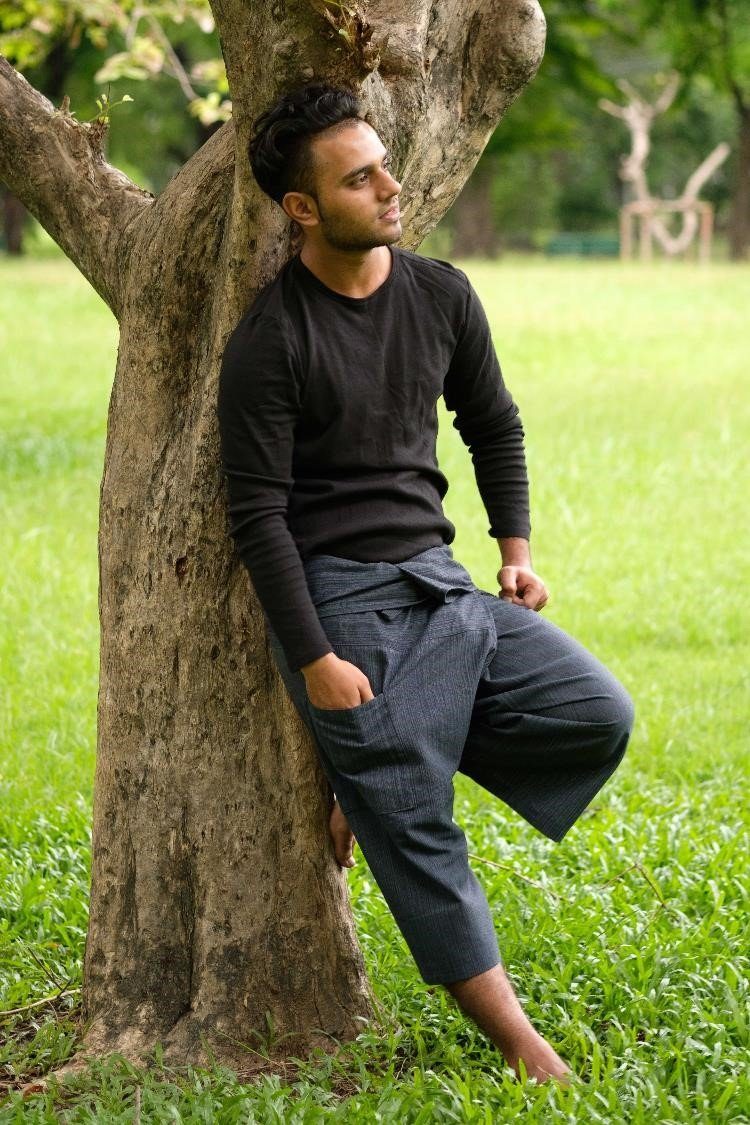 Men's Dark Gray 3/4 Fisherman Pants