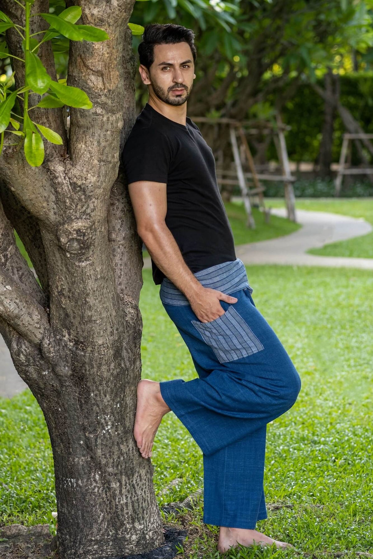 Men's Premium Indigo Fisherman Pants Menswear Hippie Pants 