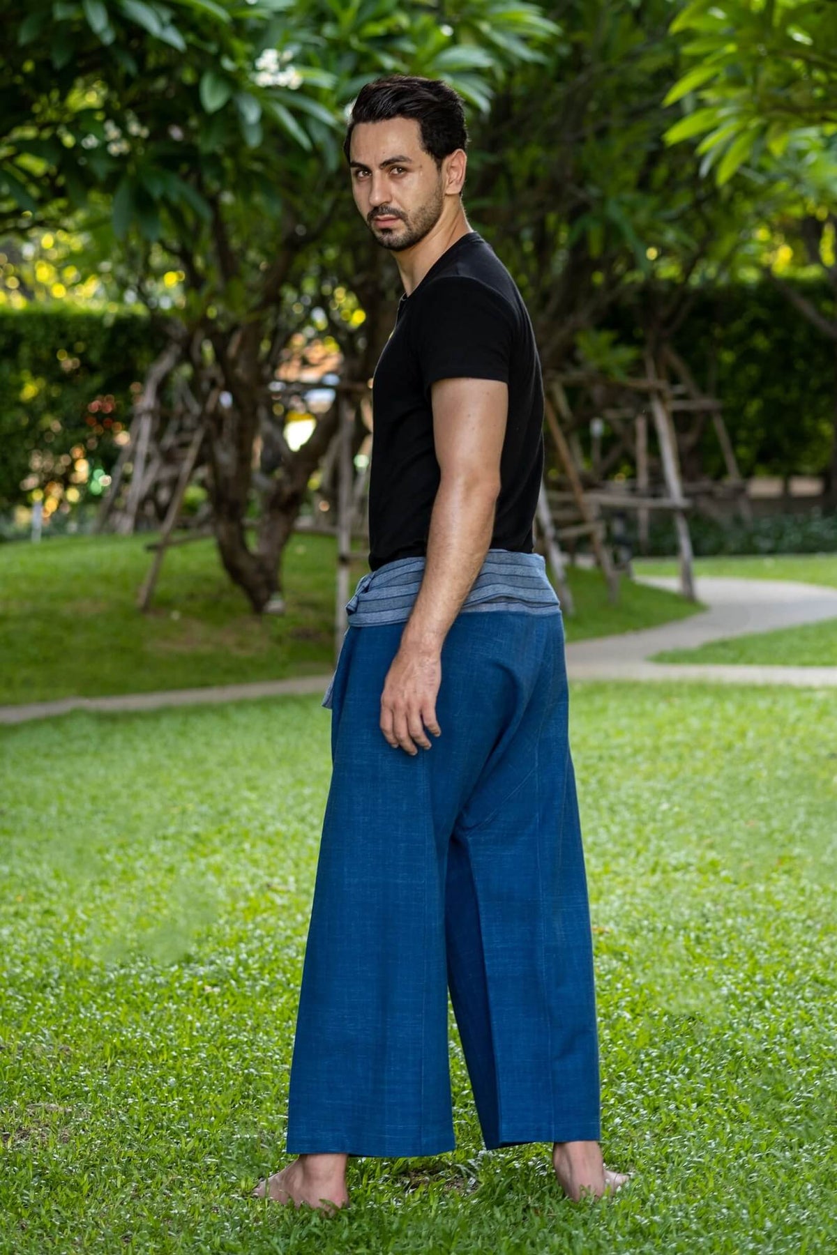 Men's Premium Indigo Fisherman Pants Menswear Hippie Pants 