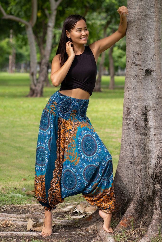 Orange Floral Print Thai Harem Pants – Hippie Pants