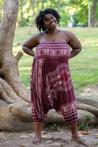 Plus Size Burgundy Thai Hippie Pants