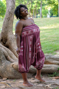 Plus Size Burgundy Thai Hippie Pants