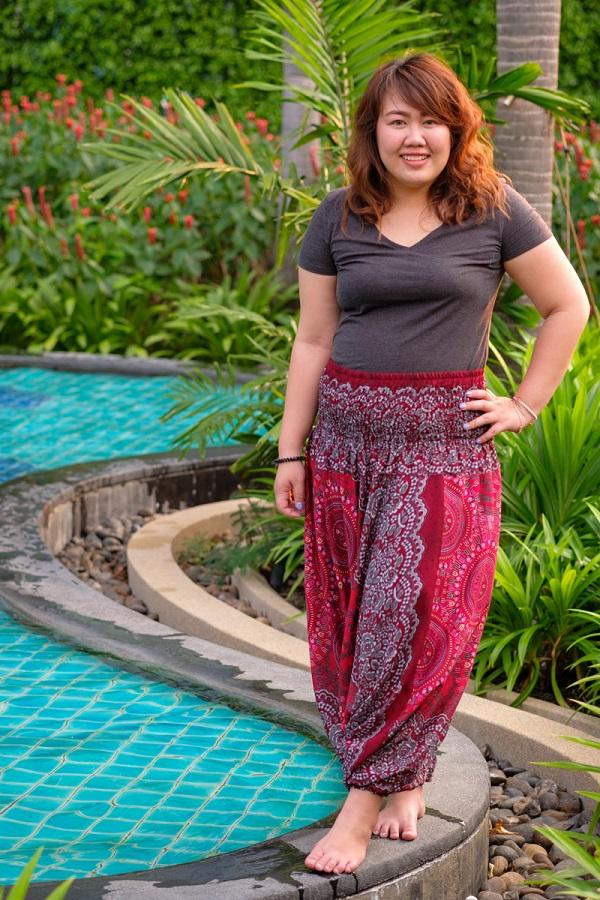 Plus Size Red Blossom Pants