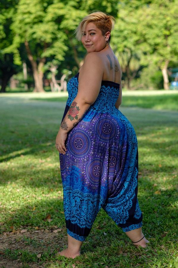 Plus Size Turquoise Blossom Pants