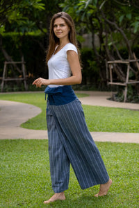 Premium Indigo Striped Fisherman Pants Fisherman Hippie Pants 