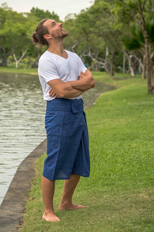 Men's Royal Blue Fisherman Cotton Wrap Shorts 