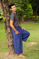 Royal Blue Long Cotton Fisherman Pants for women