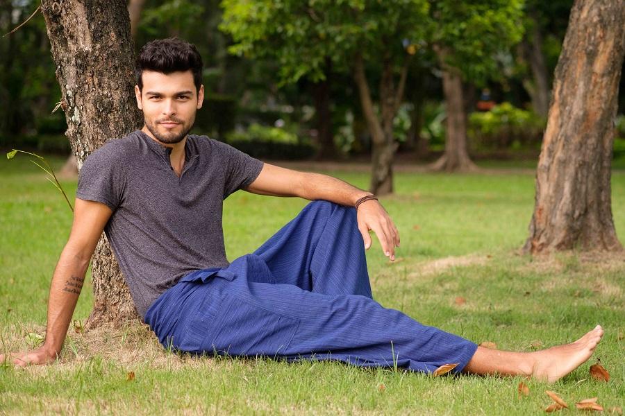 Royal Blue Long Cotton Fisherman Pants for Men