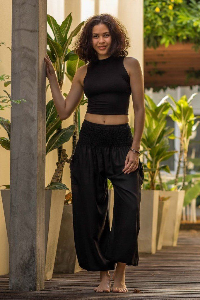 Black Bamboo Rayon Flowy Yoga Pants | Hippie-pants.com Hippie Pants Black Bamboo Rayon Flowy Yoga Pants | Hippie-pants.com Hippie Pants