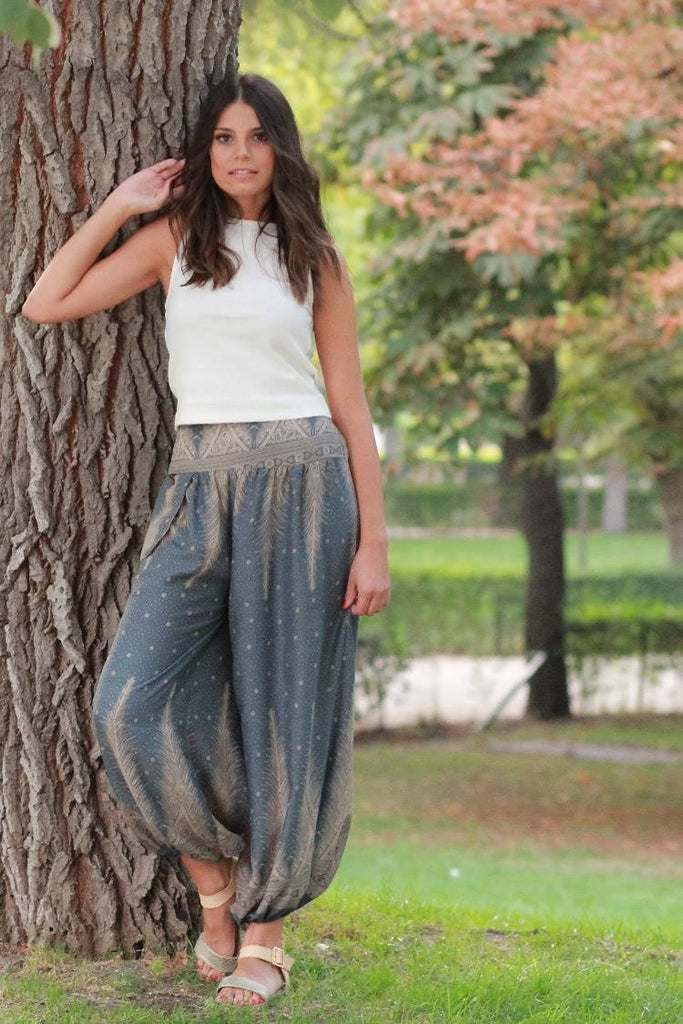 Gray Blue Feather Pants