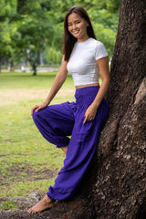 Women's Yoga Pants Rayon Print Smocked Waist Boho Harem Pants – Brylee Home